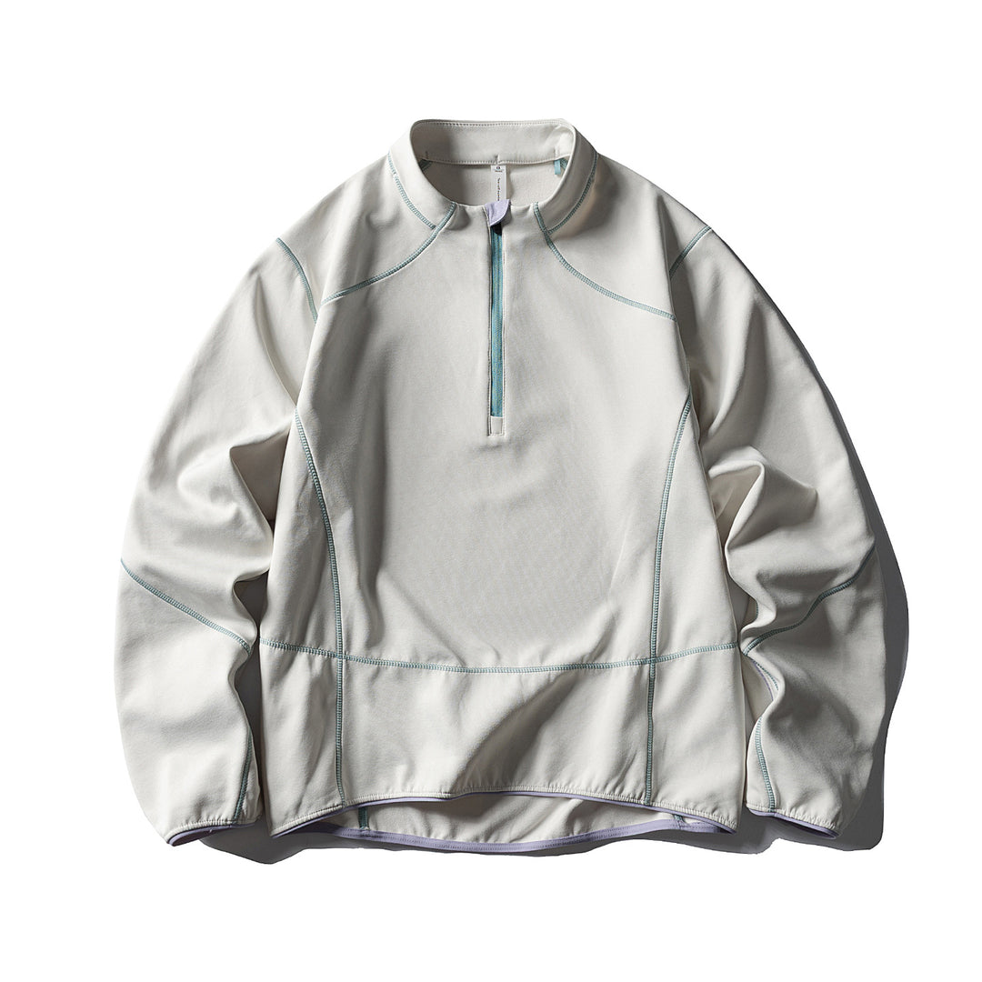 Unisex Half-zip fleece pullover with stand-up collar, flat seams and adjustable hem Mune Fashion