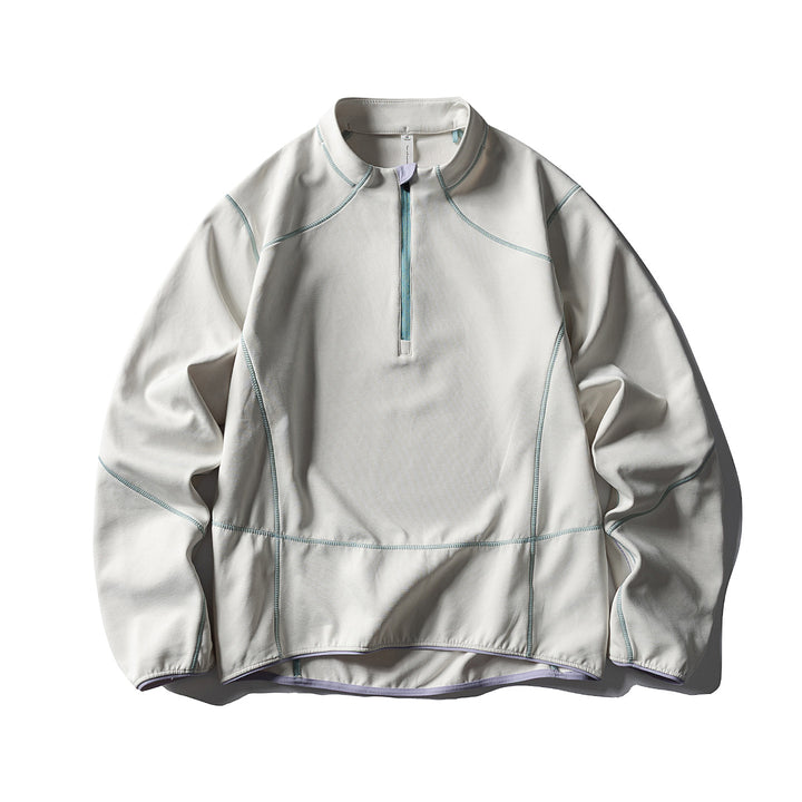 Unisex Half-zip fleece pullover with stand-up collar, flat seams and adjustable hem Mune Fashion