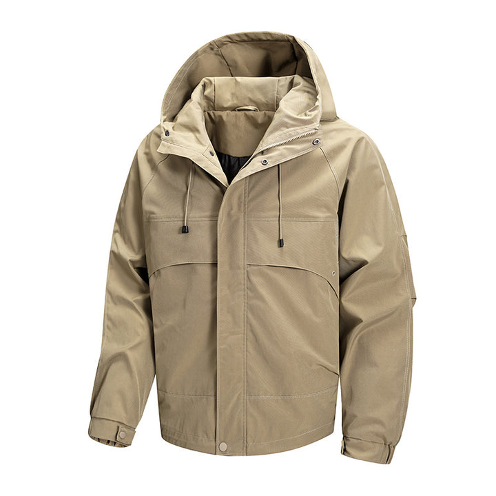 Men's urban all-weather hybrid jacket with quilted inner lining, adjustable hood, and concealed zip pockets Mune Fashion