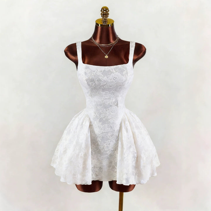 Women nan tailored lace cocktail dress with corset bustier and double-layer peplum skirt Mune Fashion