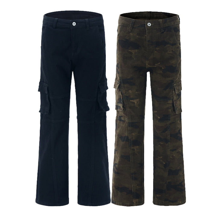 Women's cargo pants in flared cut with utility pockets and extended hem Mune Fashion