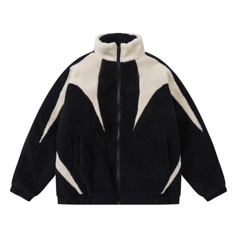 Unisex Oversized Teddy Fleece Jacket with High Standing Collar Mune Fashion