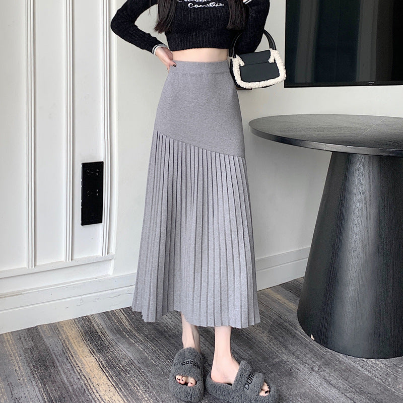 Women's Pleated Maxi Skirt with Asymmetric Design Mune Fashion