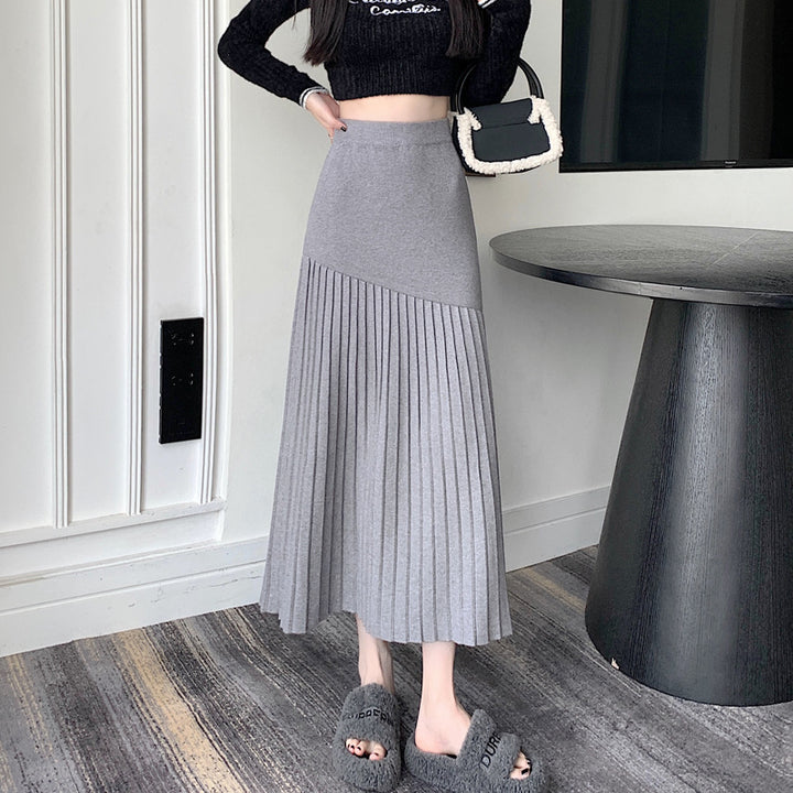 Women's Pleated Maxi Skirt with Asymmetric Design Mune Fashion