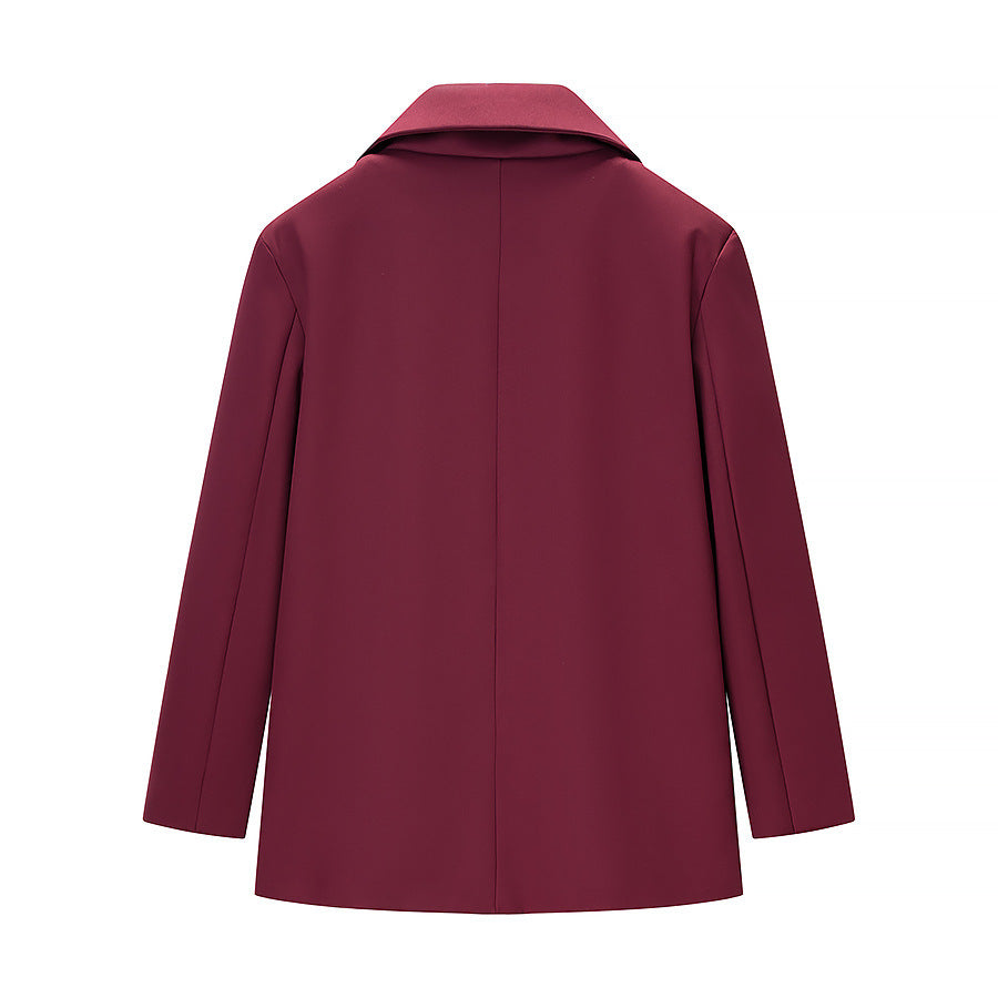 Women Tailored Single-Button Blazer with Soft Lapel, Lined Interior and Flap Pockets Mune Fashion