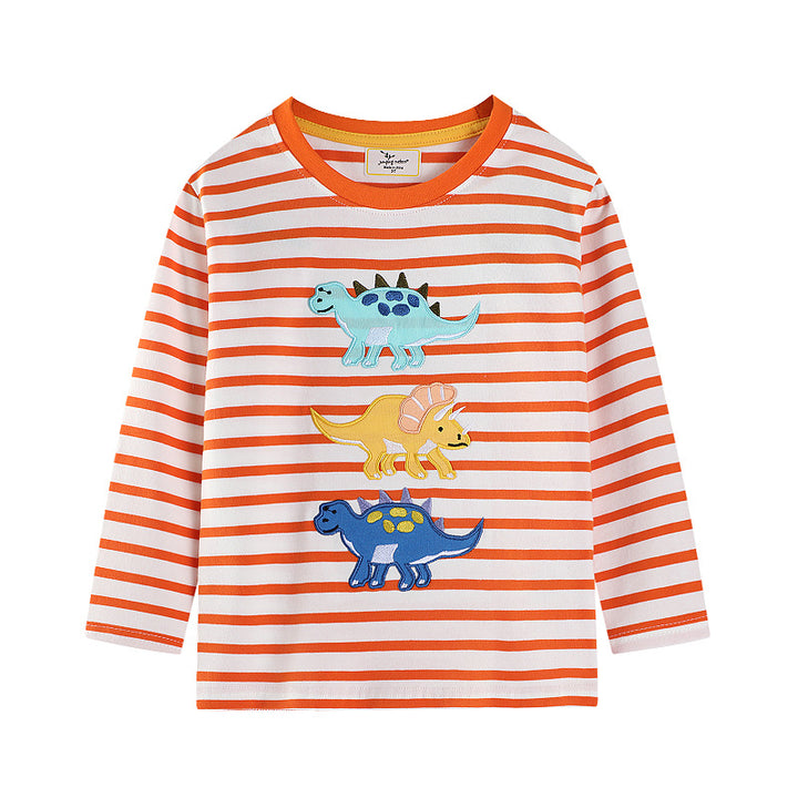 Boys Long Sleeve Shirt with Playful Dinosaur Design Mune Fashion
