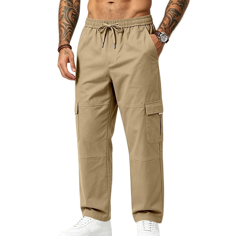 Men's Utility Cargo Pants with Elastic Drawstring, Knee Inserts and Multi-Pockets Mune Fashion