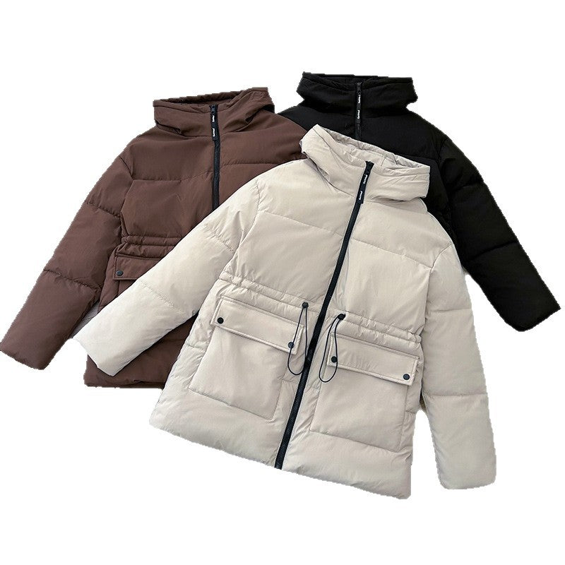 Women's Quilted Parka with Hood, Drawstring and Flap Pockets Mune Fashion