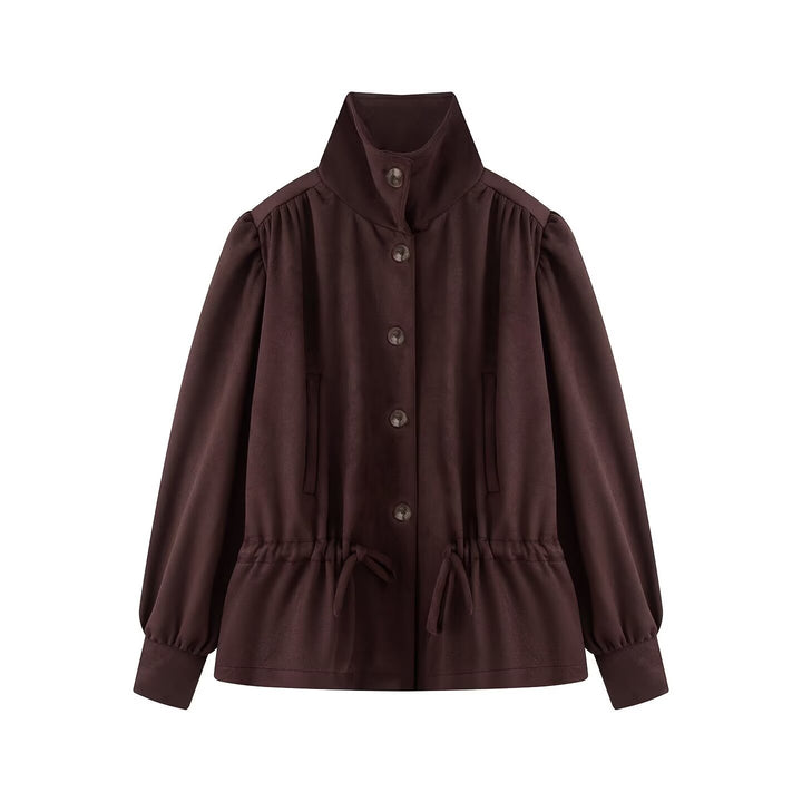 Women's short jacket with stand-up collar, drawstring and balloon sleeves Mune Fashion