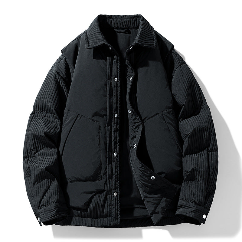 Men's Quilted Jacket with Cord Inserts and Shirt Collar Drune