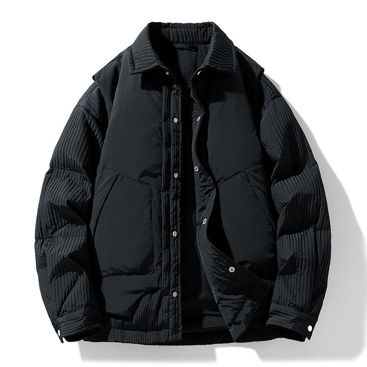 Men's Quilted Jacket with Cord Inserts and Shirt Collar Drune