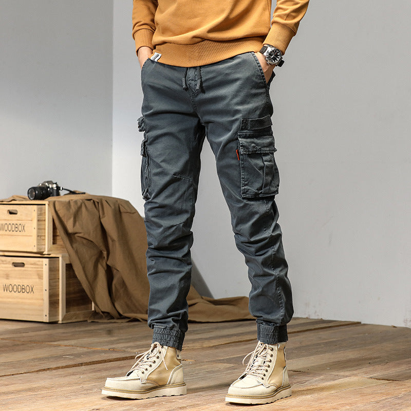 Men's Slim Utility Cargo Joggers made of Ripstop with Elastic Waistband, Drawstring, and Multiple Pockets Mune Fashion