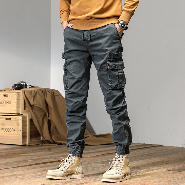 Men's Slim Utility Cargo Joggers made of Ripstop with Elastic Waistband, Drawstring, and Multiple Pockets Mune Fashion