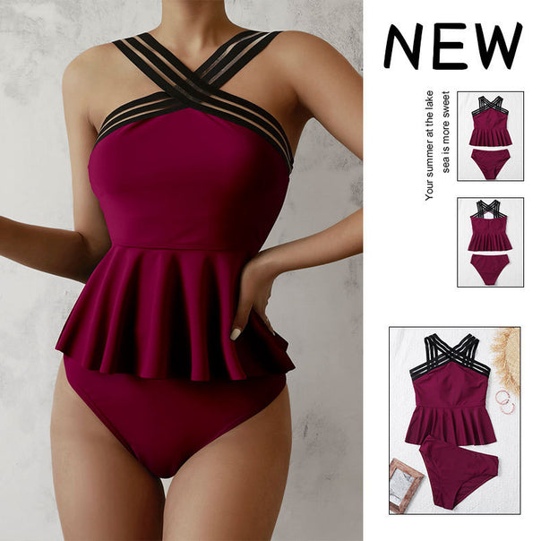 Women's bikini set with feminine ruffle design and adjustable straps Mune Fashion