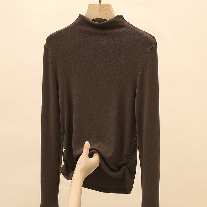 Women's Elegant Long Sleeve Top with High Collar Mune Fashion 1787620449