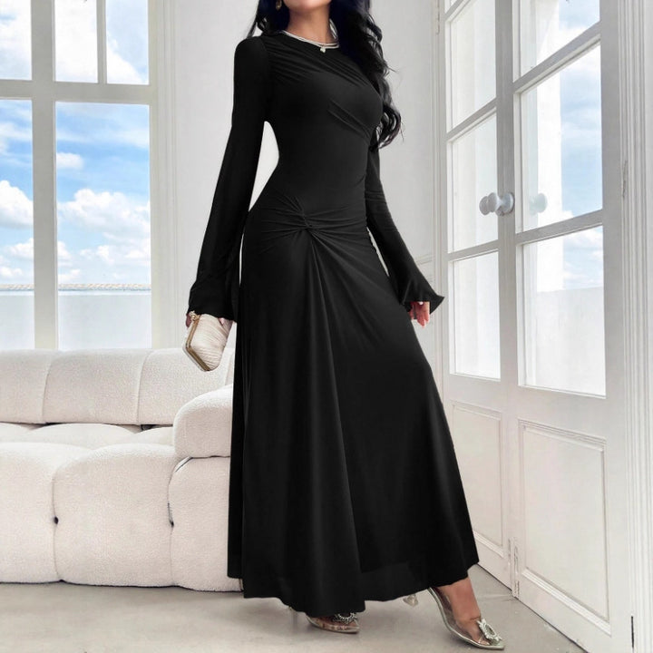 Women's maxi dress with gathered waist and bell sleeves Mune Fashion