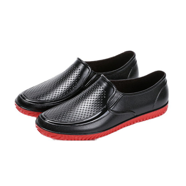 Men's Elegant Perforated Slip-On Half Shoes with Non-Slip Tread Sole Mune Fashion