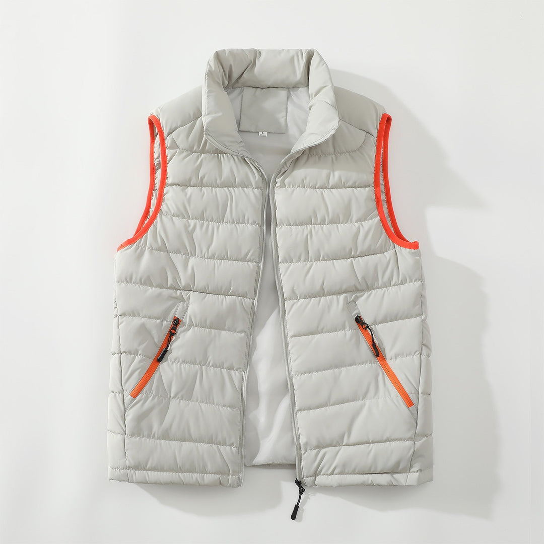 Men's Lightweight Quilted Thermal Vest with High Stand-Up Collar and Wind-Resistant Filling Mune Fashion