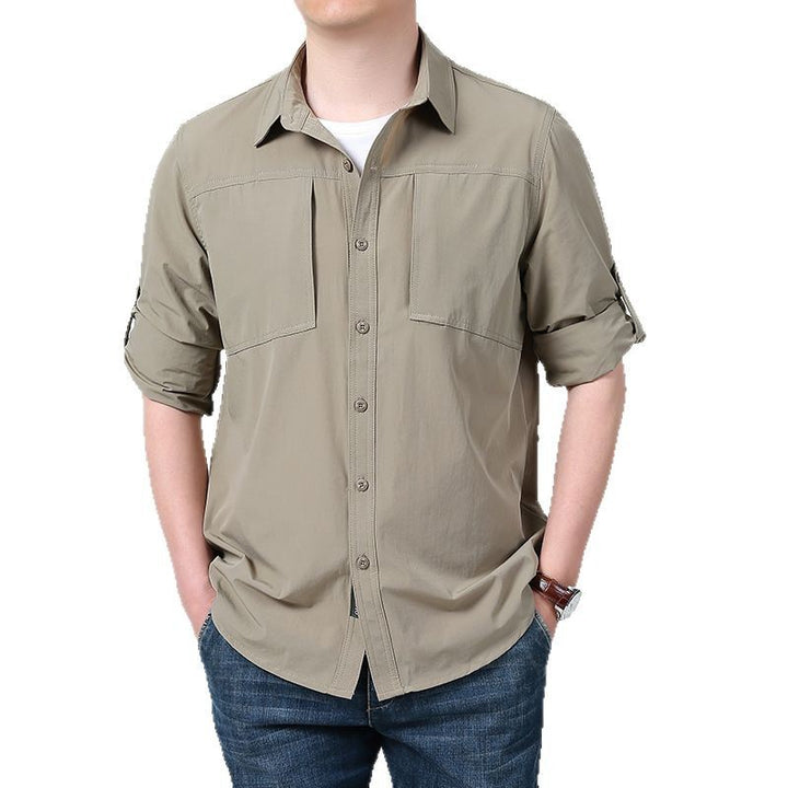 Men's breathable trekking shirt with UV protection, patch chest pockets and roll-up sleeves Mune Fashion