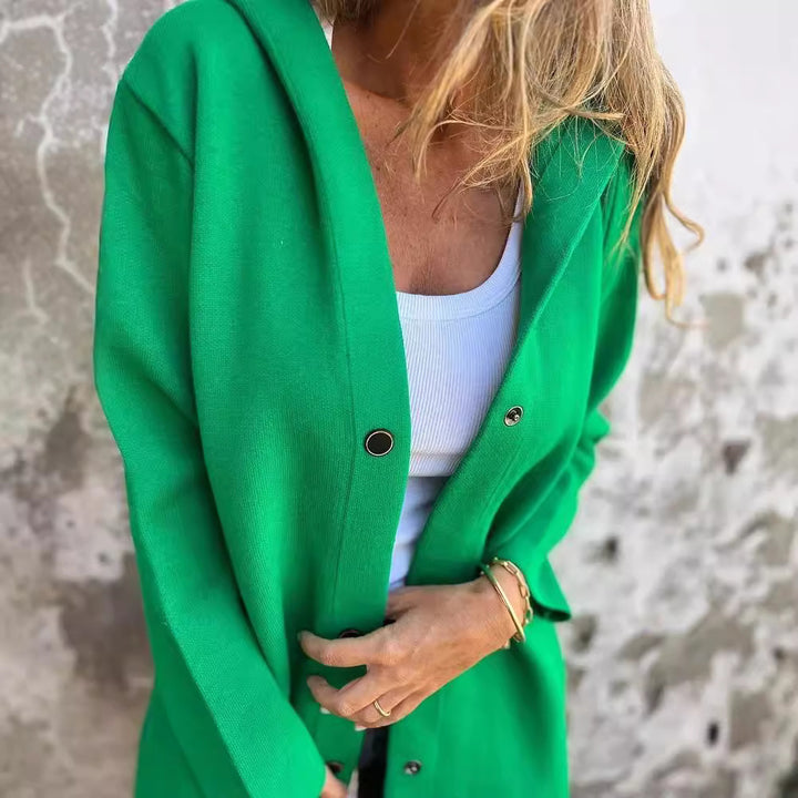 Women's Hoodie Coat with Snap Buttons and Oversized Silhouette Mune Fashion