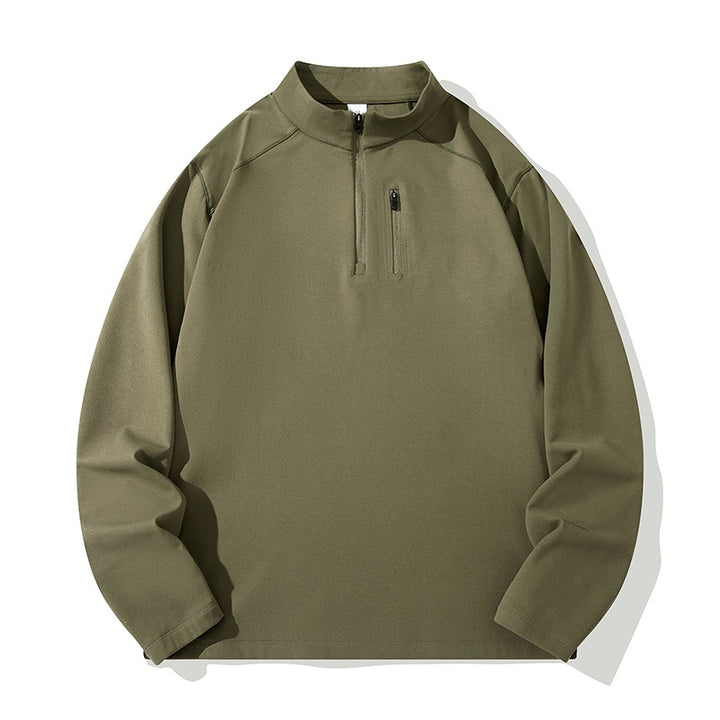 Men's Performance Half-Zip Training Pullover with Stand-Up Collar & Chest Zipper Mune Fashion
