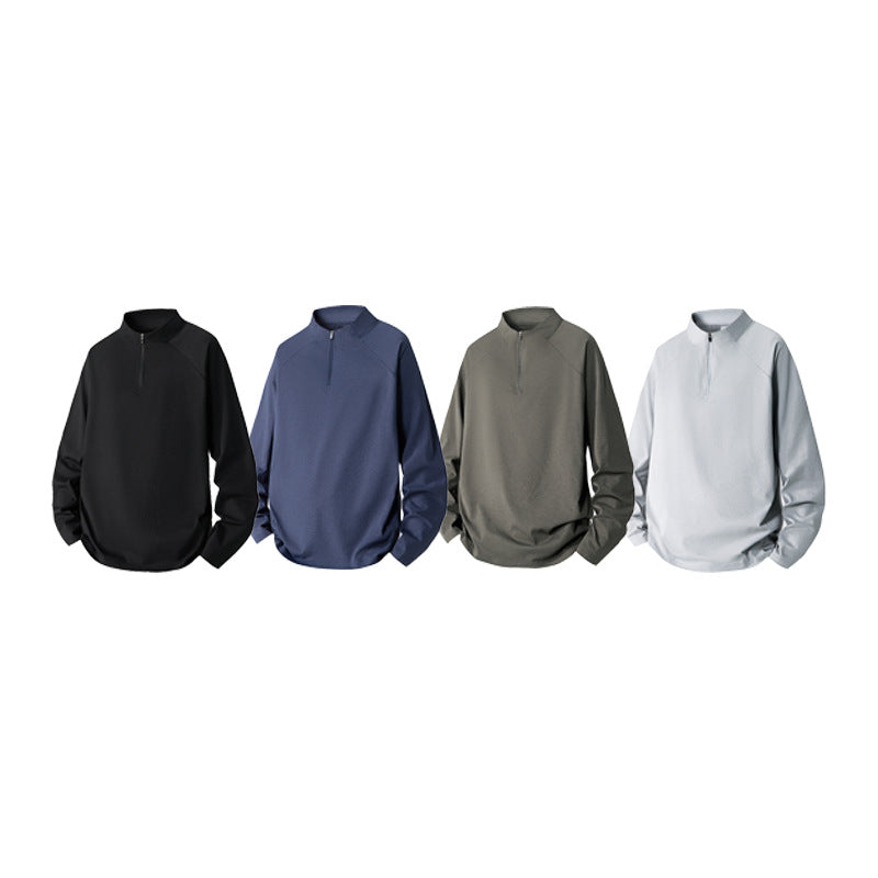 Men's Minimalist Half-Zip Sweatshirt with Technical Jersey and Extended Hem Mune Fashion