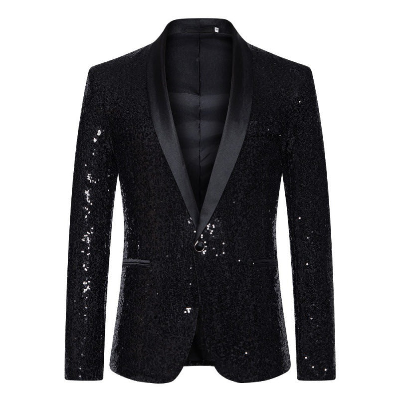 Mune Fashion Men's Sequin Blazer with Shawl Collar