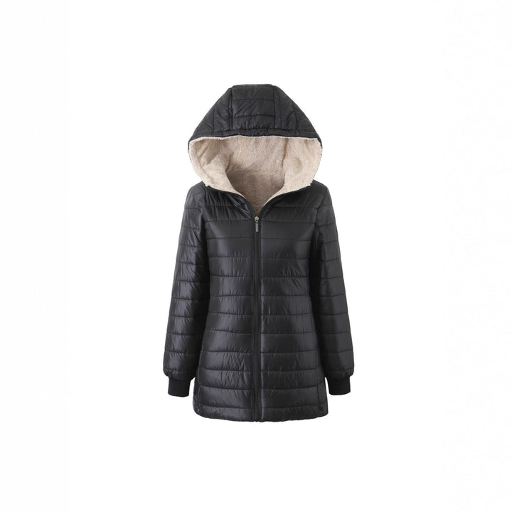 Women's quilted coat with teddy lining, hood, and warming padding Mune Fashion
