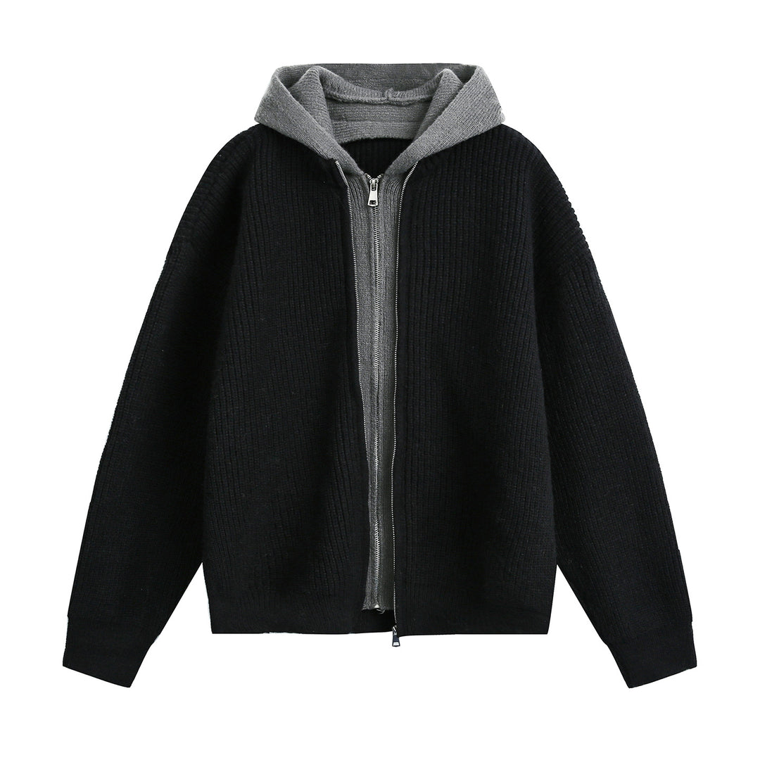 Women's Hooded Cardigan with Zipper and Ribbed Oversize Cut Mune Fashion