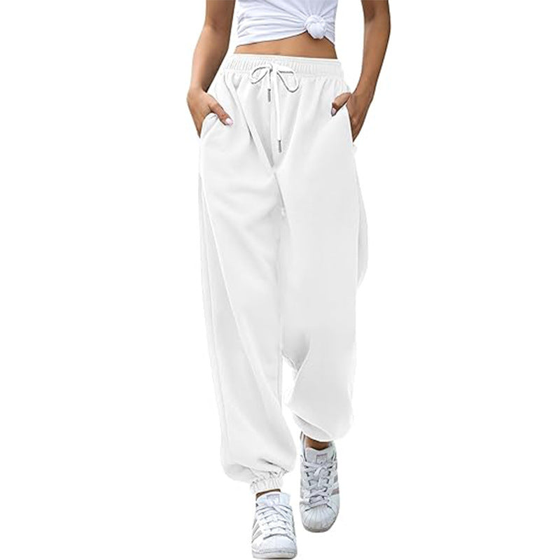 Ladies nan Cozy Sweat Palazzo Pants with high comfort waistband, integrated drawstring and gathered ankle cuffs Mune Fashion