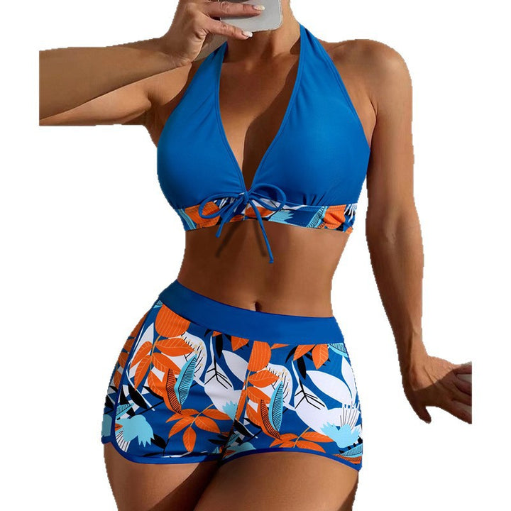 Ladies Sporty Crop Top Bikini Set with Floral Print Mune Fashion