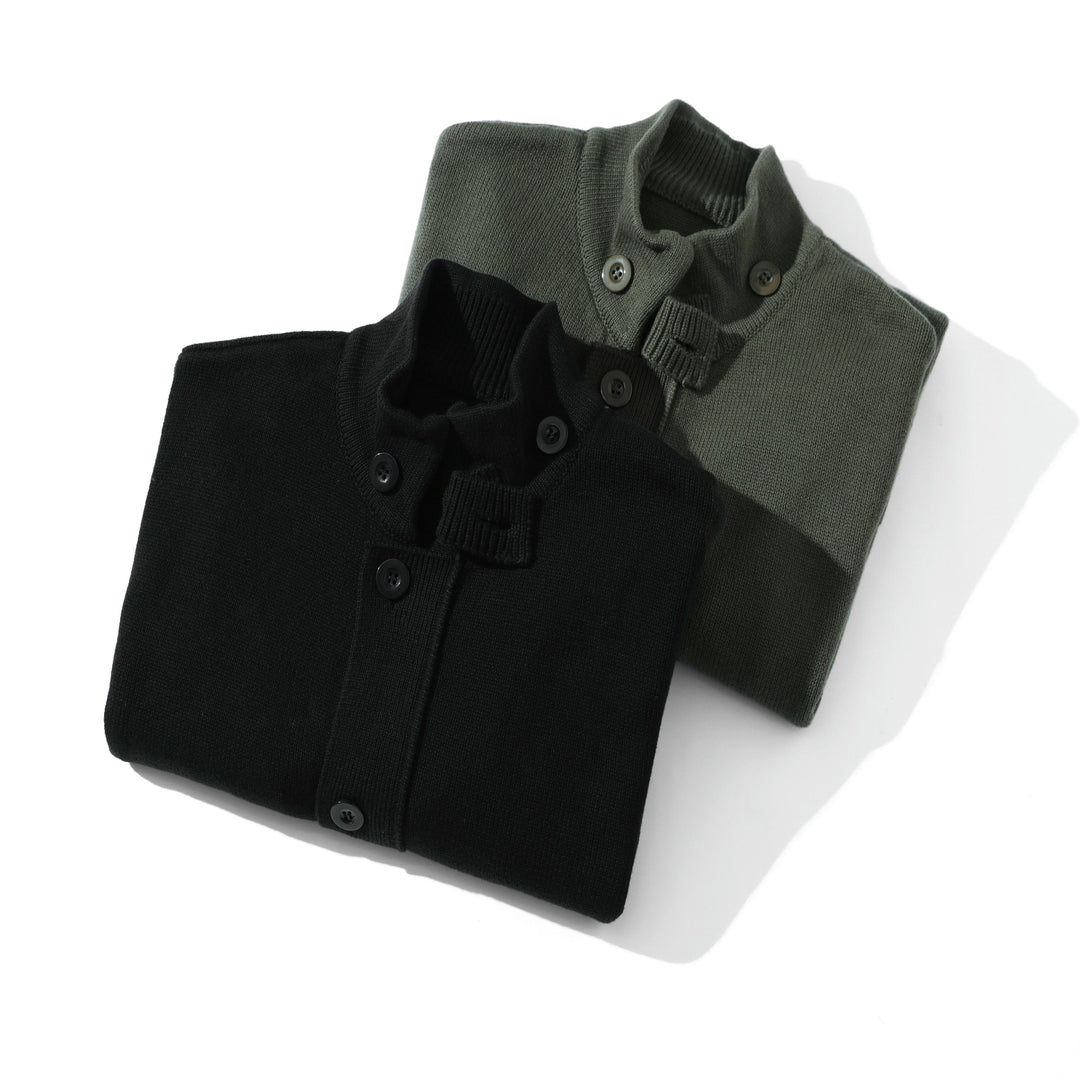 Men's knit cardigan with high collar and full button placket Mune Fashion