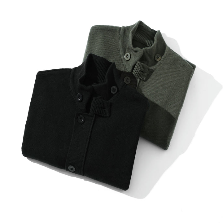 Men's knit cardigan with high collar and full button placket Mune Fashion