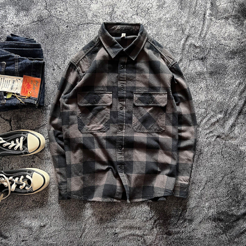 Men's Checked Shirt Jacket with Chest Pockets Mune Fashion
