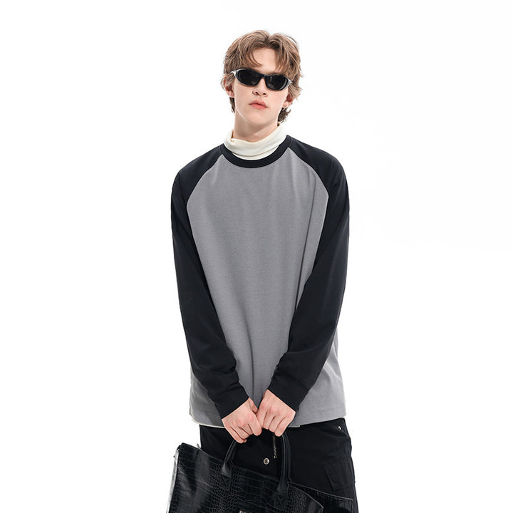 Men's Oversize Raglan Sweatshirt with Color Blocking and Ribbed Cuffs Mune Fashion