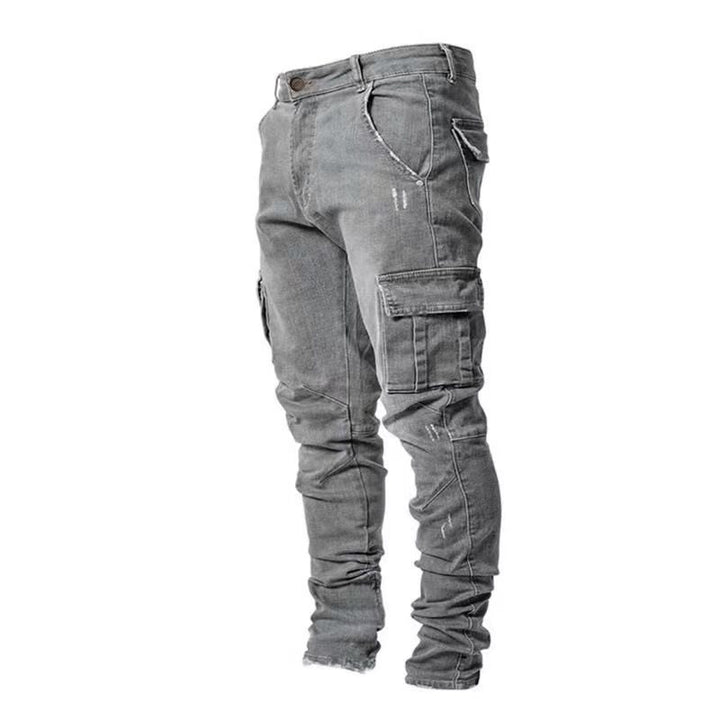 Men's Slim Fit Cargo Jeans with Stretch and Multiple Pockets Mune Fashion