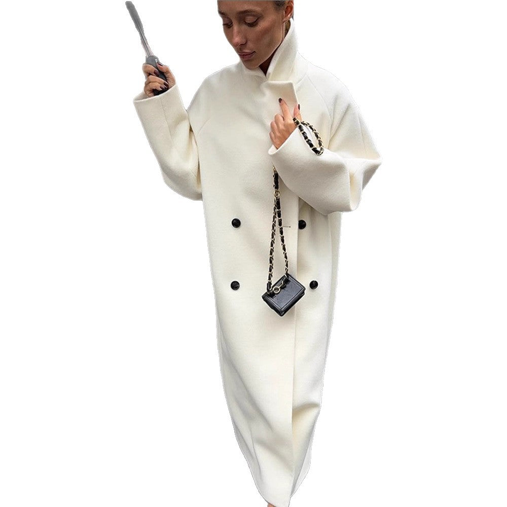 Women's Maximum Coat in clean-cut Cocoon style with high stand-up collar Mune Fashion