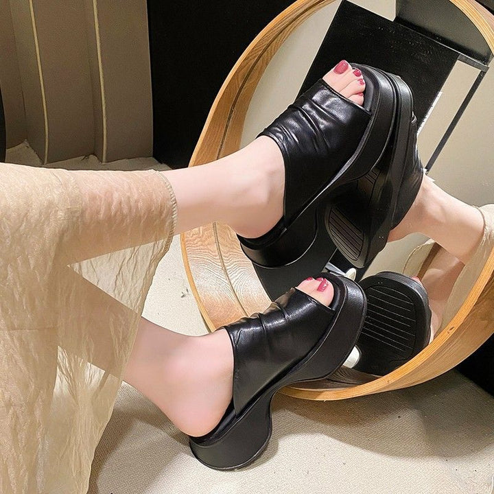 Women's Padded Platform Mules with Ruched Upper and Ergonomic Comfort Sole Mune Fashion