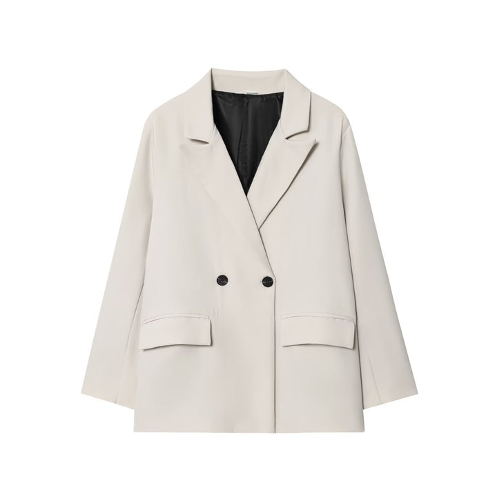 Women's Oversized Double-Breasted Blazer with Flap Pockets Mune Fashion