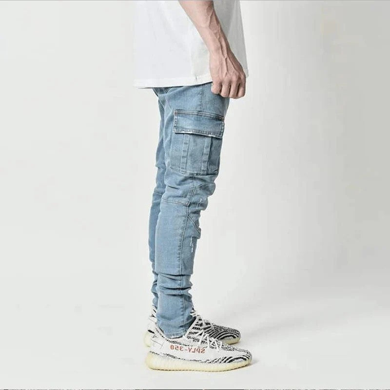 Men's Cargo Jeans with Multifunctional Pockets and Modern Slim-Fit Cut Mune
