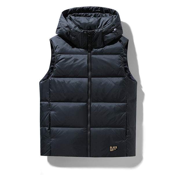 Men's sleeveless quilted thermal vest with hood and water-repellent surface Mune Fashion
