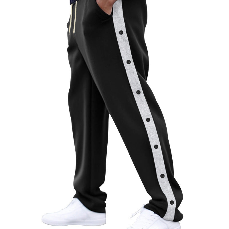 Men's relaxed fit joggers with snap button side stripe and elastic drawstring waistband Mune Fashion