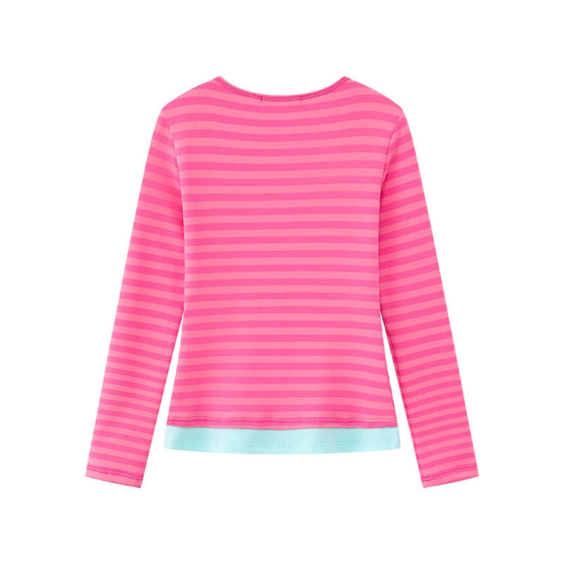 Women’s Layered Long Sleeve Shirt with Henley Button Placket and Contrasting Underlayer Mune Fashion