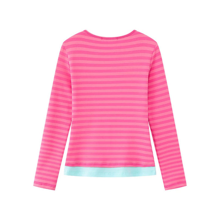 Women’s Layered Long Sleeve Shirt with Henley Button Placket and Contrasting Underlayer Mune Fashion