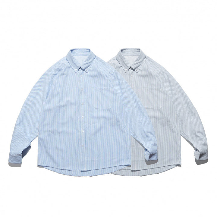 Unisex Oversize shirt with fine pinstripe, button-down collar and chest pocket Mune Fashion