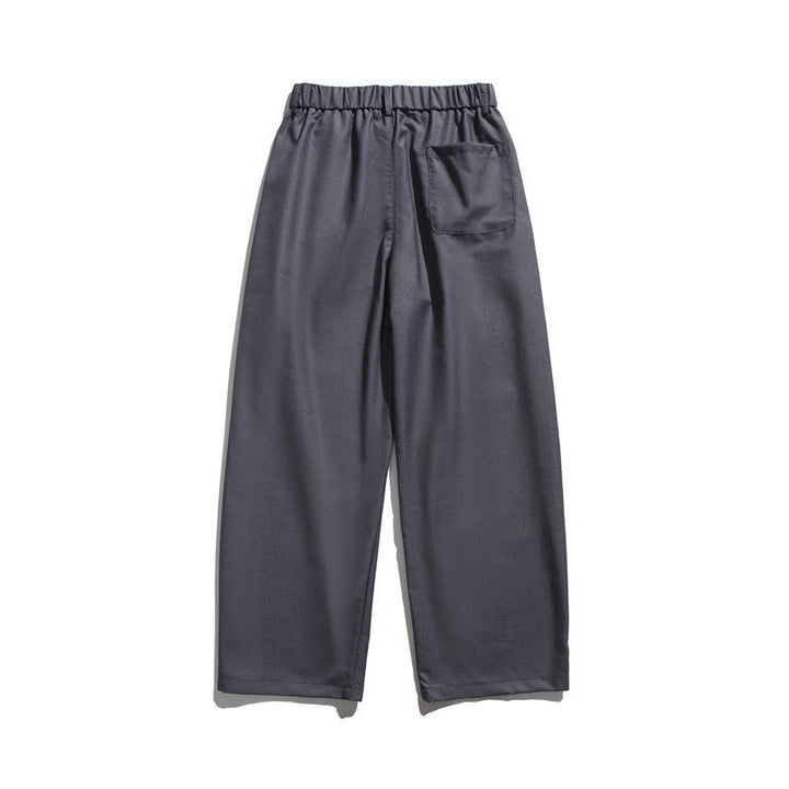 Men's Loose-Fit Pleated Cropped Pants with Elastic Waistband and Crease
