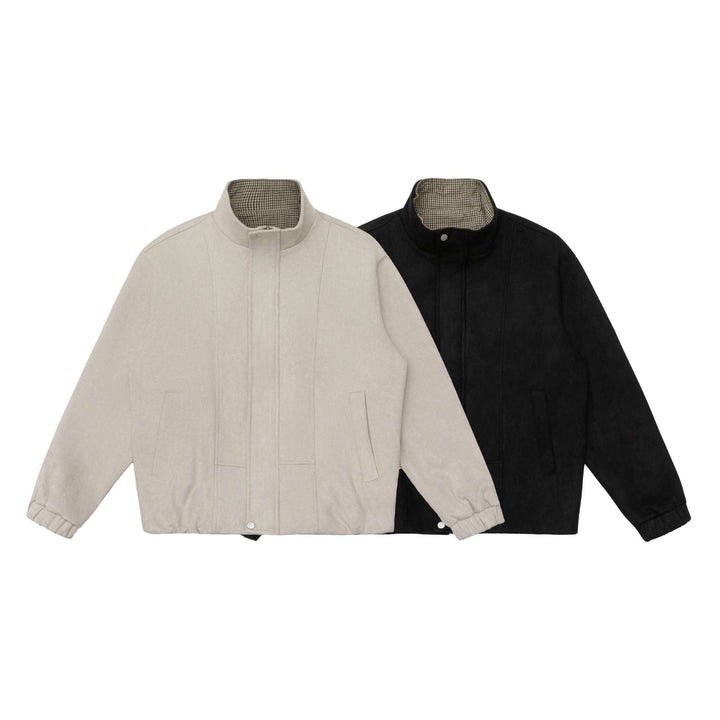 Men's short jacket in a boxy cut with a high stand-up collar and hidden zipper placket Mune Fashion