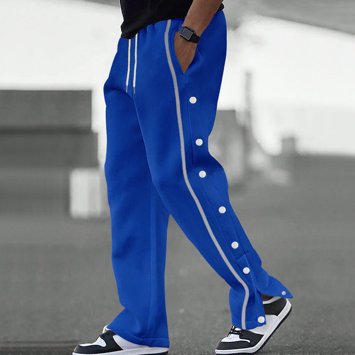 Men's side button jogging pants with contrast stripes and drawstring Mune Fashion