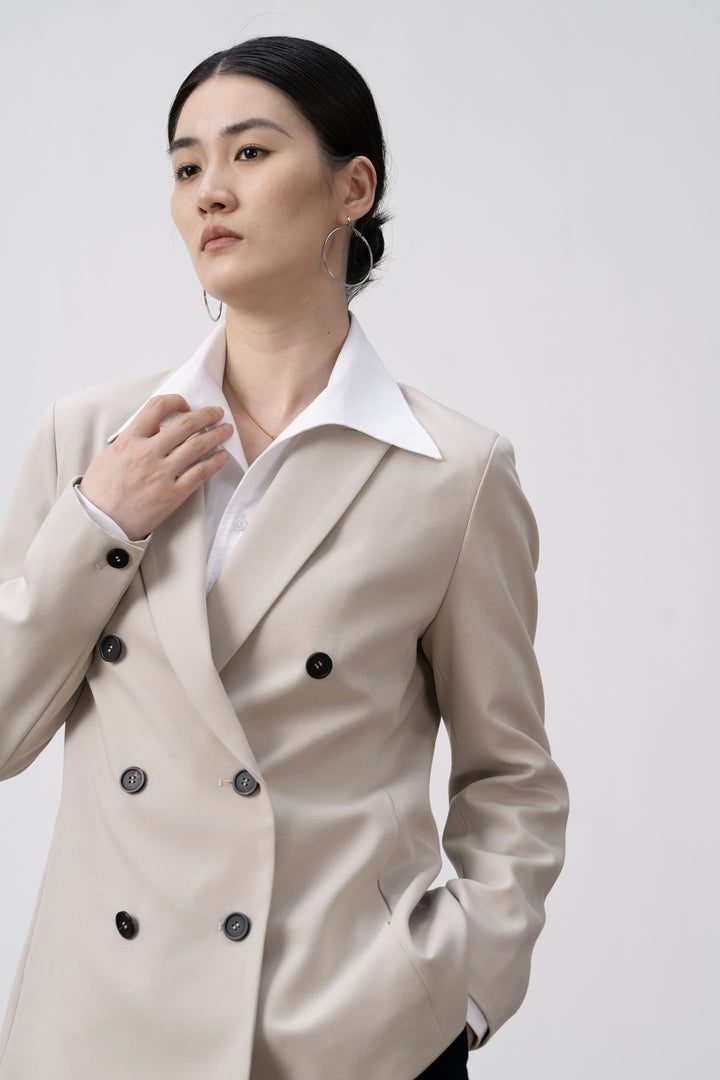 Women's Tailored Double-Breasted Blazer Mune Fashion 1787623052