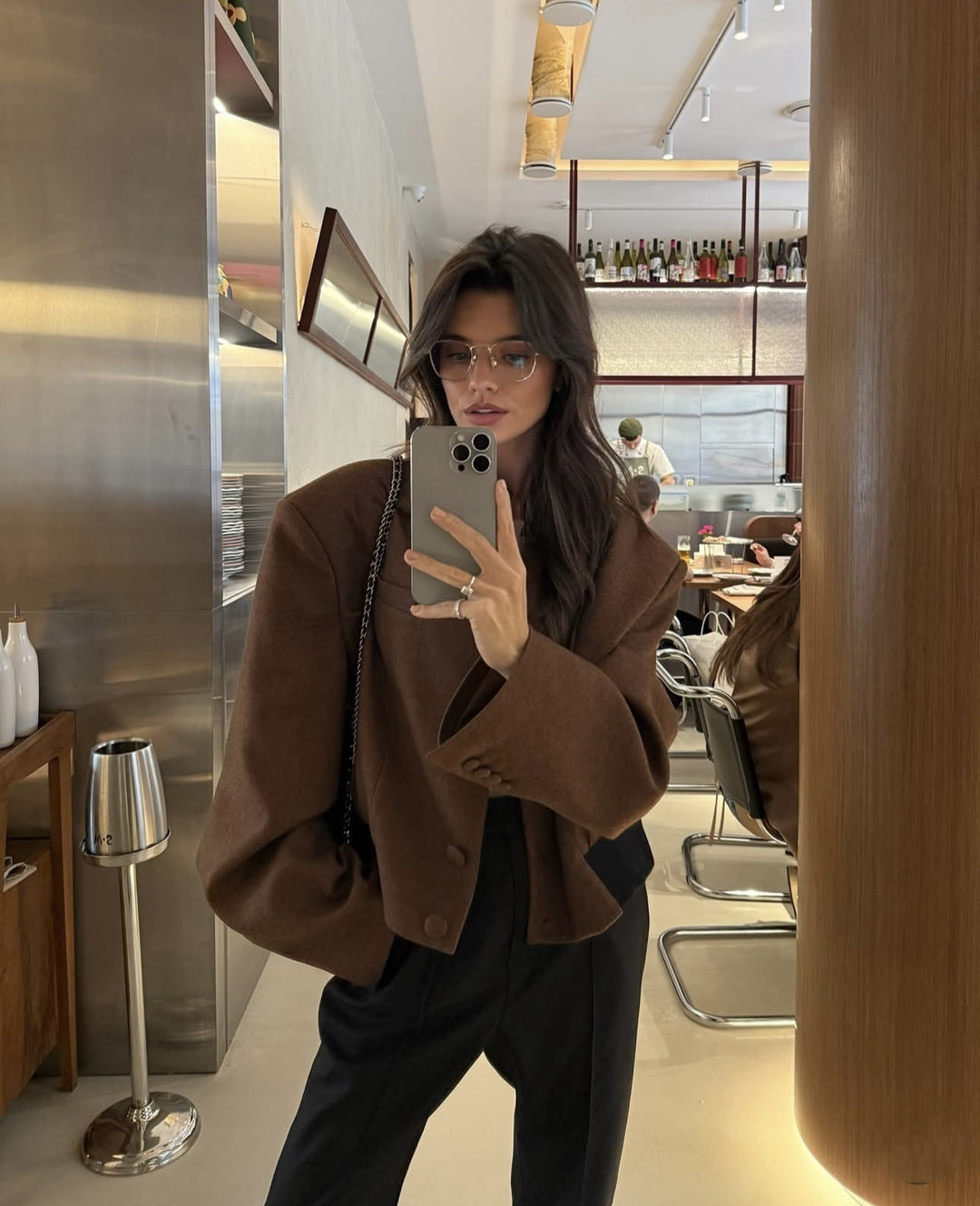Women's Short Blazer in Oversized Short Cut with Emphasized Shoulders Mune Fashion